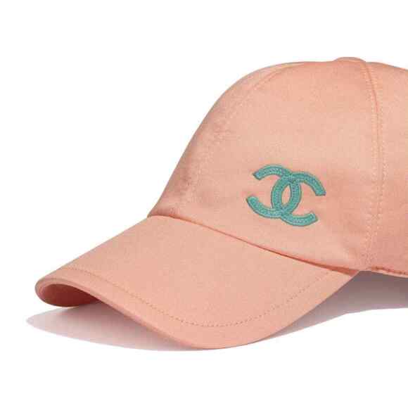 Chanel REV Orange Peach Turquoise Blue CC Logo Baseball Cap Curved Peak Hat - Picture 5 of 12